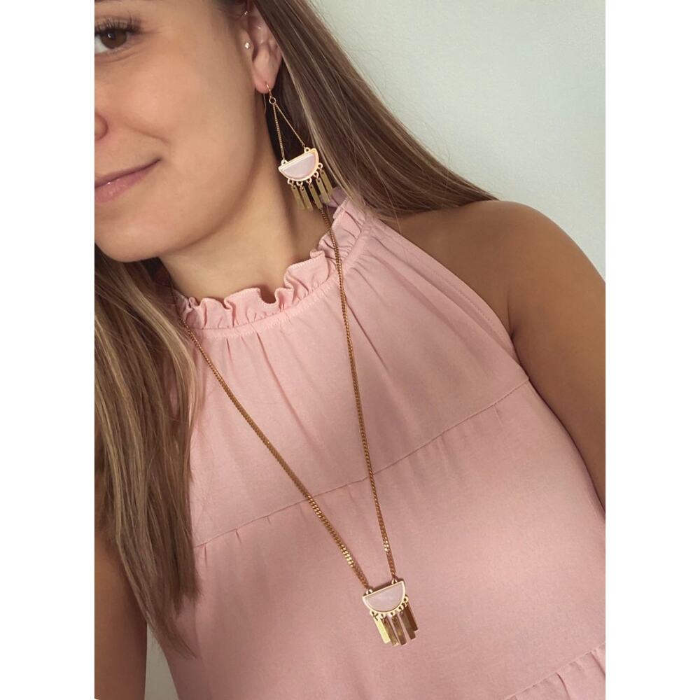 RETAIL $40 Kinsley Armelle Ballet Rose Quartz 18K Gold Ion Plated! Necklace*18" - Picture 3 of 3